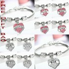 Fashion Family Bangle Charm Bracelet Love Words Heart Women Crystal Jewellery UK