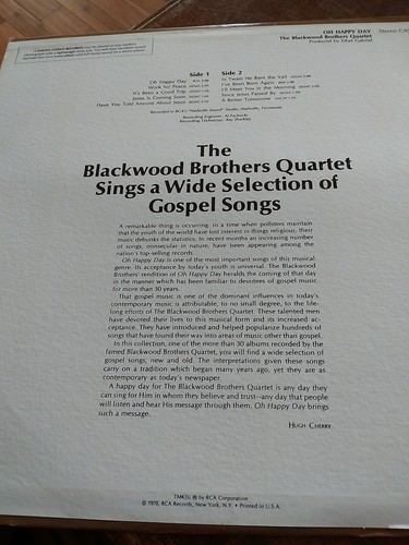 The blackwood brothers oh happy day LP Vinyl Record/We Combine Ship - Picture 3 of 6