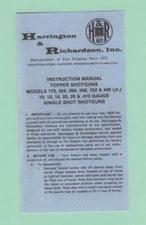 H&R Model 176, 058, 088, 098, 162 & 490 JR Owners Inst Manual Reproduction