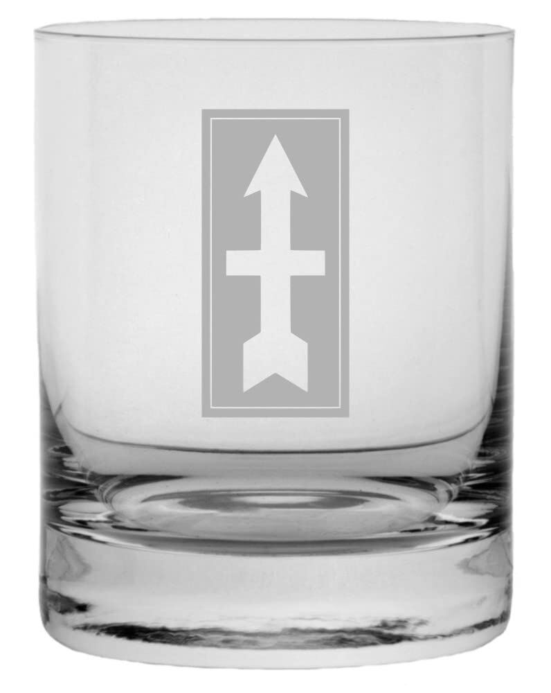 32nd Infantry Division Military Etched 11oz Whiskey Rocks Glass  -image