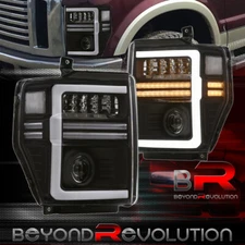 For 2008-2010 F250 F350 F450 LED DRL Projector Sequential Signal Headlight Black