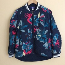 Joy Lab Women's Floral Quilted Varsity Jacket Blue Size M