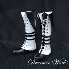 1/4 1/3 UncleSD17 BJD Doll Shoes PU Military Long Boots Pointed-toe Black White
