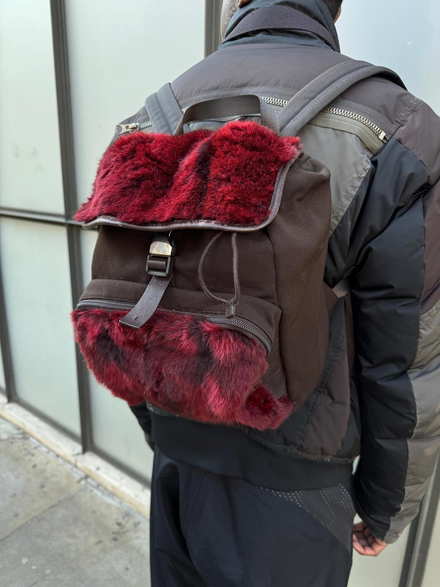 SS00' Prada Sport Red Dyed Goat Fur Back Pack | eBay UK