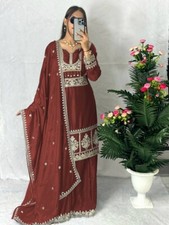 PAKISTANI LOOK CHINNON SILK TOP PALAZZO WITH DUPATTA FOR FUNCTION  PARTY