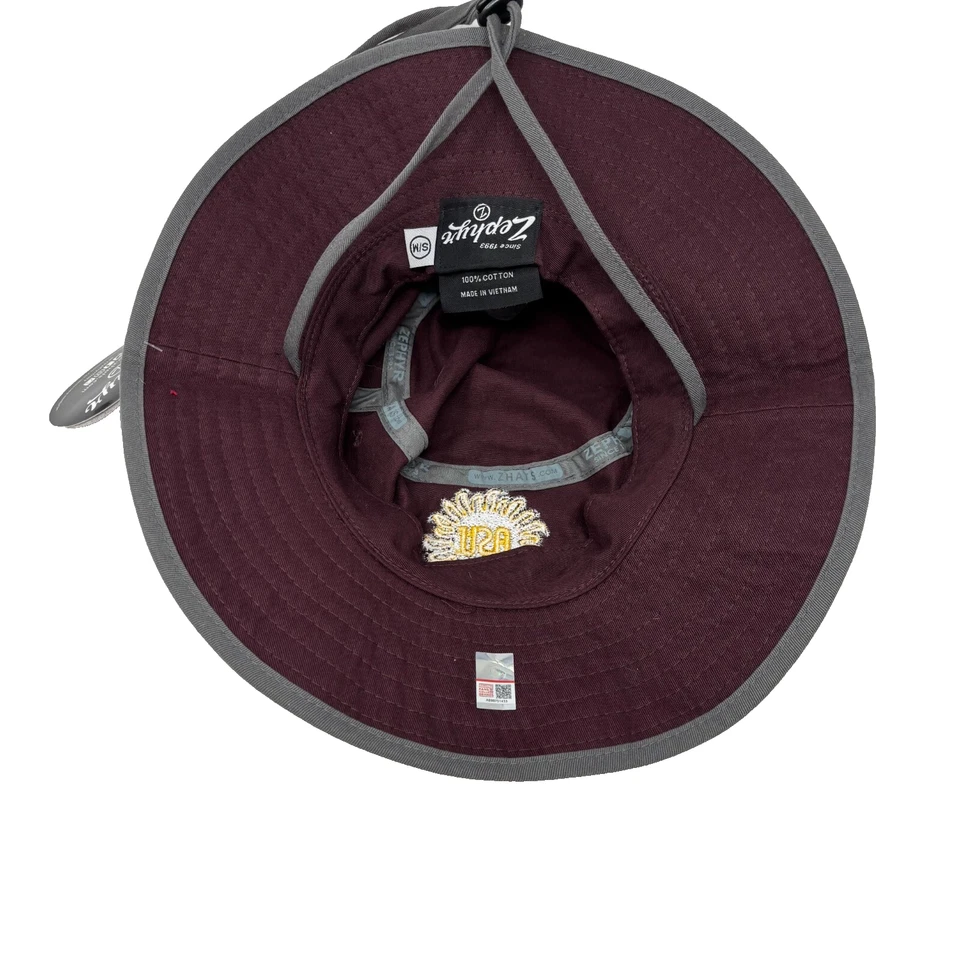 Zephyr Arizona State Sun Devils Bucket Hat Unisex S/M Maroon Cotton College NEW - Image 2 of 4