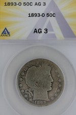 1893 O  50C  ANACS  AG 3  Barber Half Dollar, Liberty Head Half, 50 Cents, 0.50
