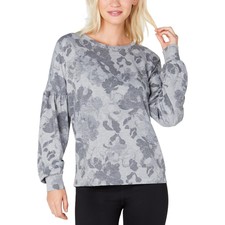 Ideology Women's Floral-print Sweatshirt Grey Size Xxl
