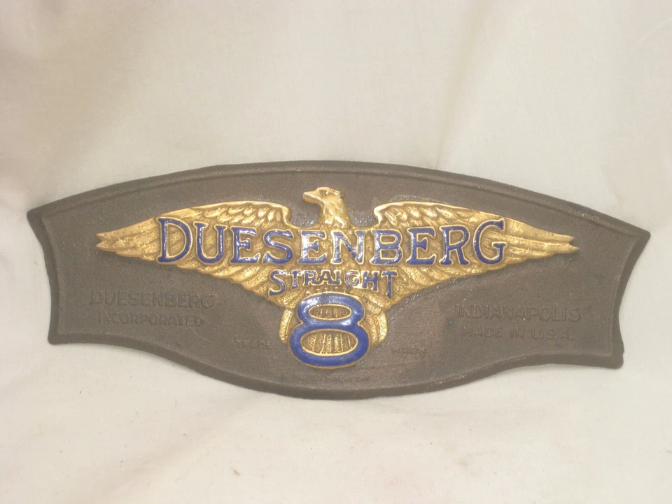 Conjunto de placa de identificación vintage DUESENBERG STRAIGHT 8 identificador de placa de tablero cloisonné Foto 2 de 4
