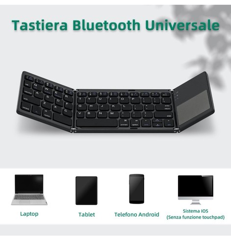 Tri-Tastiera Wireless Pieghevole Portatile con Touchpad per Dispositivo Mobile - Foto 1 di 6