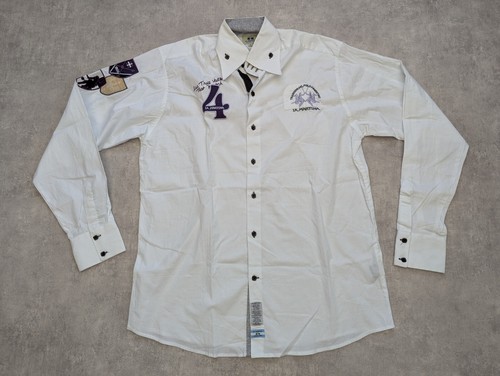 Camicia La Martina uomo 3XL bottoni casual elegante Buenos Aires ricamata 4