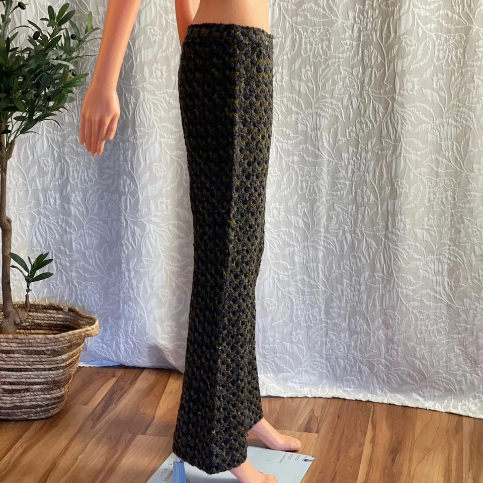 Vintage Dolce & Gabbana Wool Tweed Pants Gray Olive Tailored Trousers IT 42 US 6 - Image 3 of 4