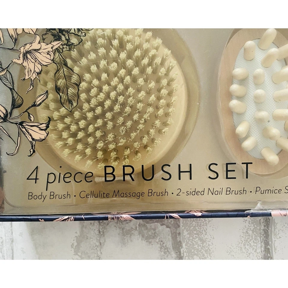 Juego de 4 cepillos corporales de baño Danielle Creations juego de spa exfoliante nuevo con etiquetas Foto 3 de 4