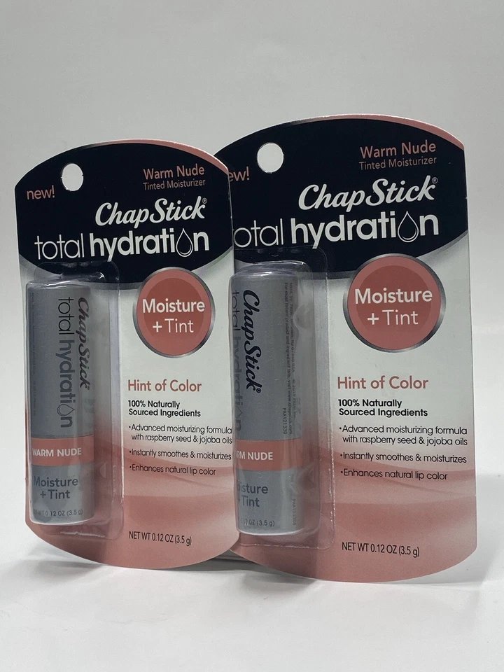 ChapStick Hidratación Total Hidratación Toque de Tinte Bálsamo Labial Cálido Desnudo 0.12 OZ Lote 2 Foto 4 de 4
