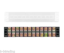 12-Position 25A 600V Barrier Dual Row Terminal Strip w/Cover RoHS TB-2512L