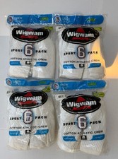  4 6 Pack VTG 2004 Wigwam Cotton Athletic Crew Sock White Sz Large Men 9-12