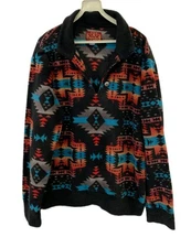 Western Wits Fleece Pullover Jacket Aztec Native Print Made USA Men’s XL Vtg#123