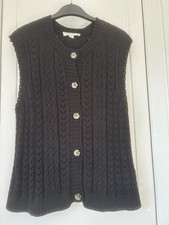 M&S Per Una Women, Size 14, Black Sleeveless Cotton Gilet