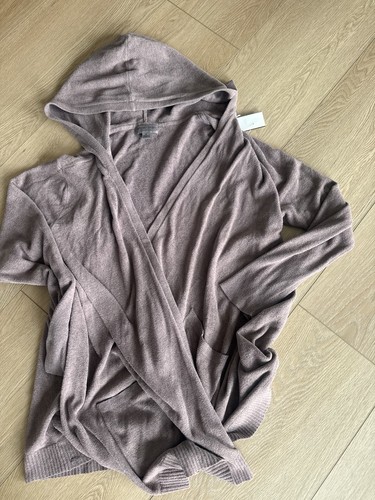Barefoot Dreams CozyChic Ultra Lite Hooded Open Cardigan Sweater XL Gray