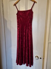 VTG 90s BHS Crushed Velvet Style Velour Bodycon Long Midi Dress In Size 8