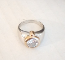 925 Silver /Gold color plated and Faux Diamond ring good cond pre-owned Size 9