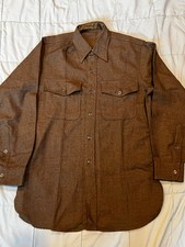 New Vintage 50s Military M2 Flannel Shirt Men  s M Green Wool Korean War CombatV