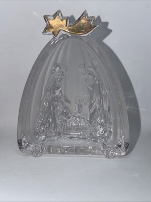 Mikasa Golden Stars Lead Crystal Nativity Scene 5'' Frosted glass Germany
