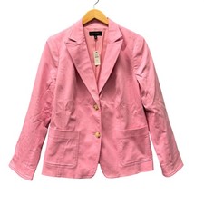 Talbots Blazer Womens 14 Cotton Blend Pink Coastal Professional Jacket NEW