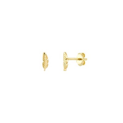 Goldum NYC 7.5mm Feather Baby Steckerohrringe Echt 14K Gelbgold
