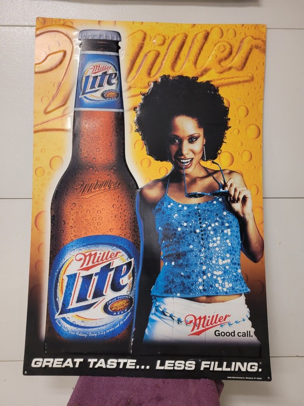 Vintage Miller Lite Beer Pretty Girl Metal / Tin Sign  36x24 Inches 