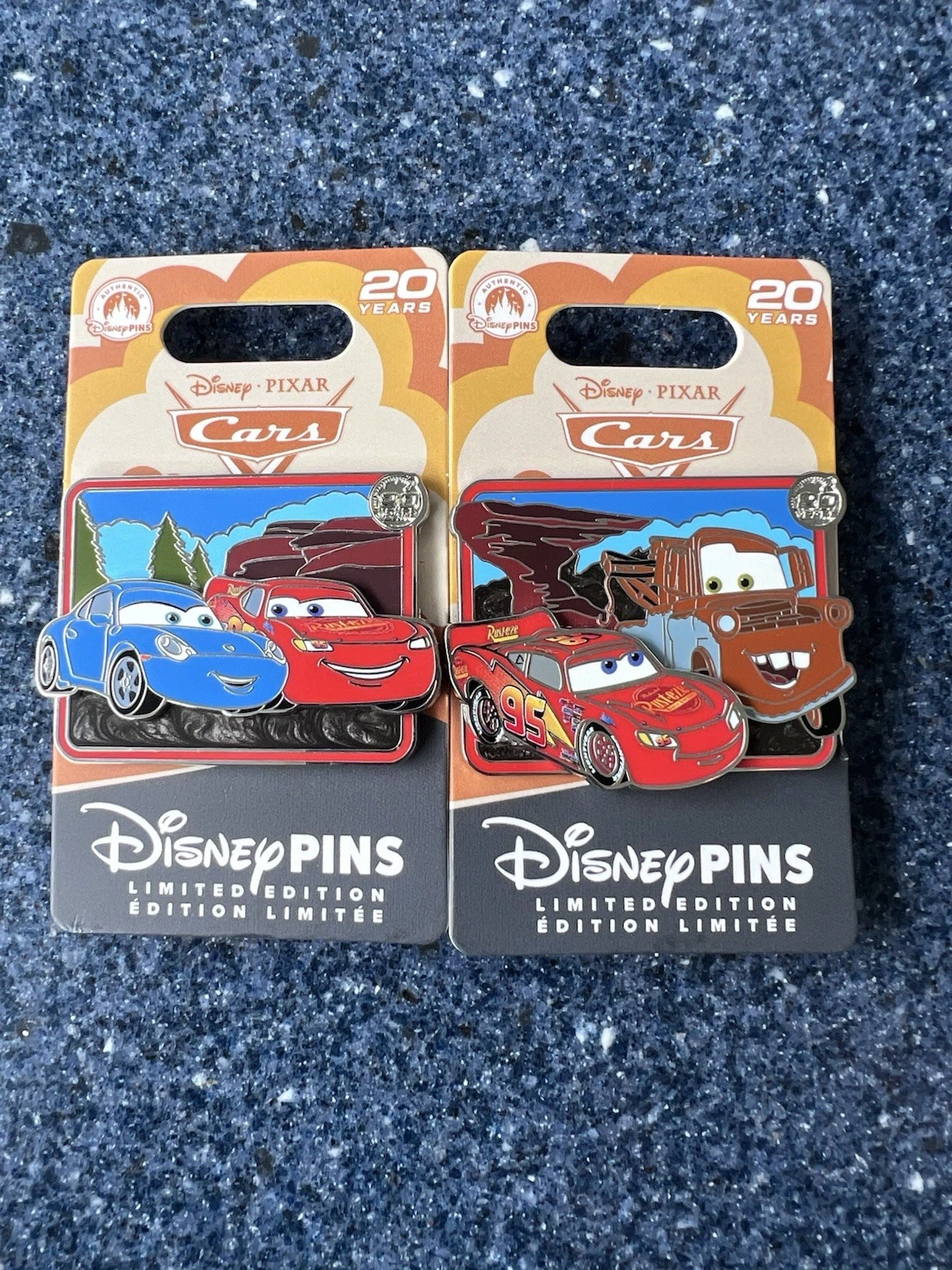 Disney Parks Cars 20th Anniversary LE 3000 Pins Set Sally, Lightning, Mater