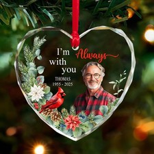 Cardinal In Memory Ornament Custom Photo Memorial Gift for Loss of Dad or Mom