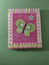 Pink Green Butterfly Flower Heart Nursery Wall Art Print for Girls