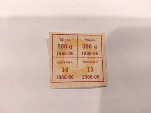 POLAND PRL - Karta Zaopatrzeniowa 06/1988 Food Stamp . VERY RARE