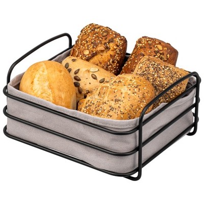 eluno Brotkorb - Obstkorb, Obstschale mit Bezug, aus schwarzem Metall