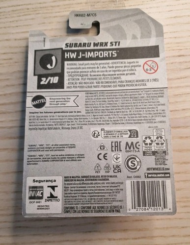 Hot Wheels Subaru WRX STI White HW J- Imports Long Card - Picture 2 of 2