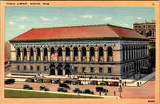 Vintage Boston Public Library Linen Postcard by Tichnor Bros