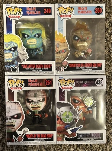 4 Funko POP! Rocks Iron Maiden Seventh Son Live After Death Nights Cyborg Lot