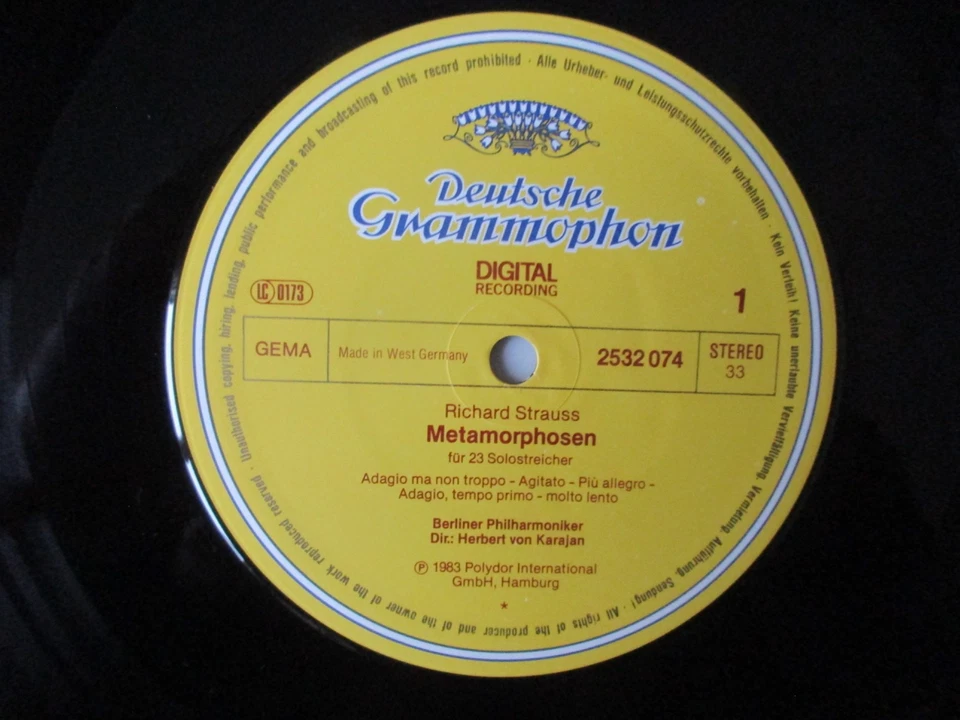R Strauss - Metamorphoses etc / BPO / Karajan / DG 2532 074 / Ed1 1983 / NM/NM - Image 2 of 3