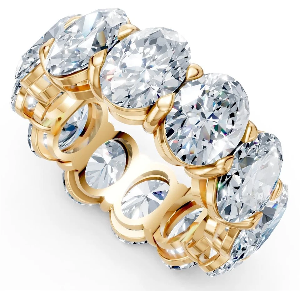 Oval Lab Grown Diamond VS F 12Ct Eternity Wedding Ring Band 14K White Rose Gold - Image 2 of 4