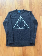 Harry Potter Deathly Hallows Dark Grey Knit Sweater Pullover Hot Topic Exclusive