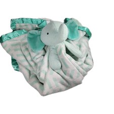 Cloud Island Lovey Security Blanket Elephant Mint Green Chevron Satin Trim 29 In