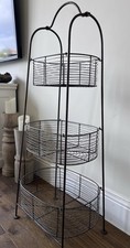 Cox & Cox Three Tiered Wire Baskets On Stand Vegetable Rack Craft Supplies Rare