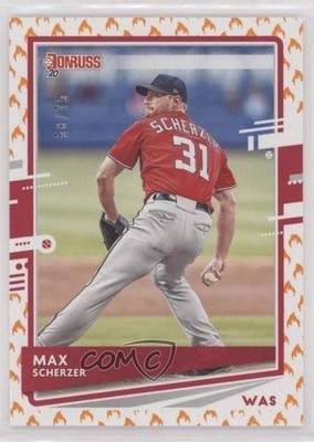 2020 Panini Donruss Photo Variation On Fire /75 Max Scherzer (Red Jersey) o7m
