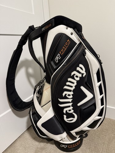 Callaway FT Fusion Tour Staff Stand Bag White/Black Leather 6 Way PGA Assistant - Picture 7 of 9