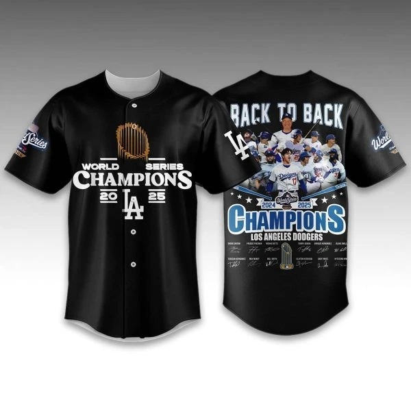 Dodgers Back To Back World Series Champions 2025 Baseball Jersey
