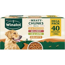 WINALOT Meaty Chunks Mixed in Gravy Wet Dog Food Pouches 40x100g 3.50 per kilo