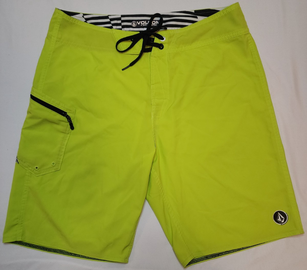 Volcom 4 Way Stretch Neon Yellow Board Shorts Swim Trunks Men's 32