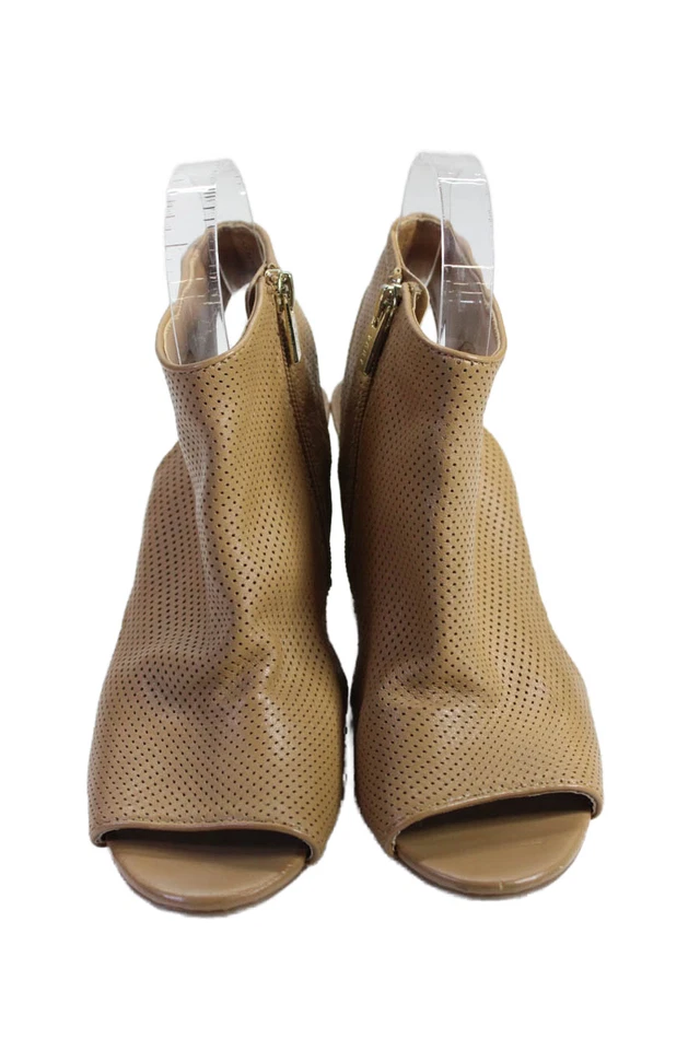 Botines DKNY Mujer Cuero Hayden Punta Abierta Cremallera Tacón Alto Marrón Talla 7.5 Foto 2 de 4