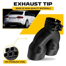 2.5 In 7 Out 8.5 Length Stainless Steel Exhaust Tip Dual Pipe Rear Black Eoa